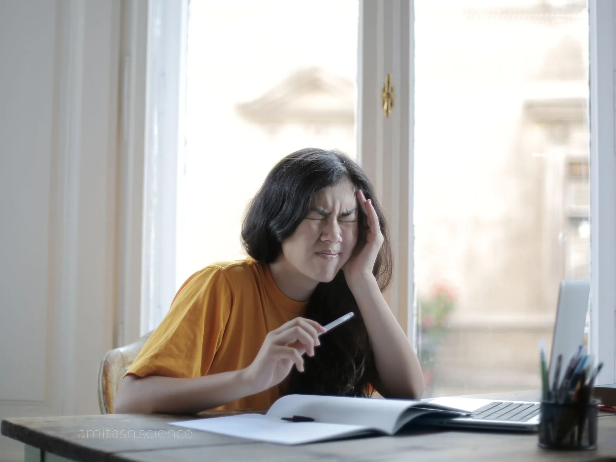 A student experiencing headache